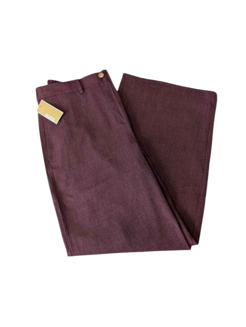 Michael Kors Wide Leg Pull On Trouser Pants Burgundy Merlot XL NWT Office Work